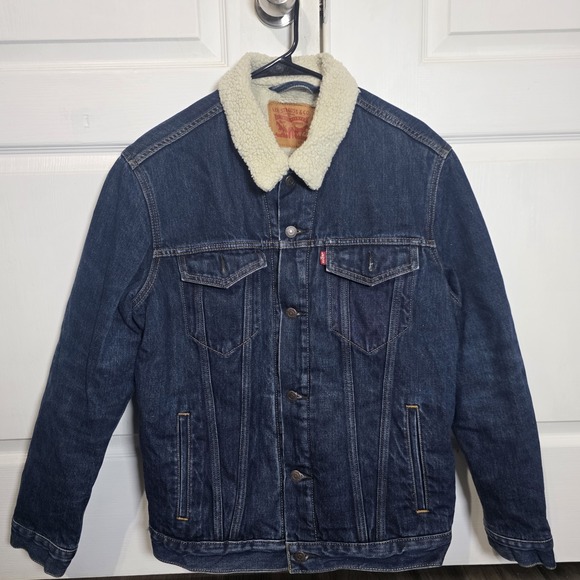 Levi's Other - Levis Mens Sherpa Lined Denim Trucker Jacket Dark Wash Blue 70598-0027 Large